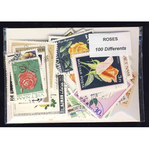 Roses - 100 Timbres Differents Obliteres