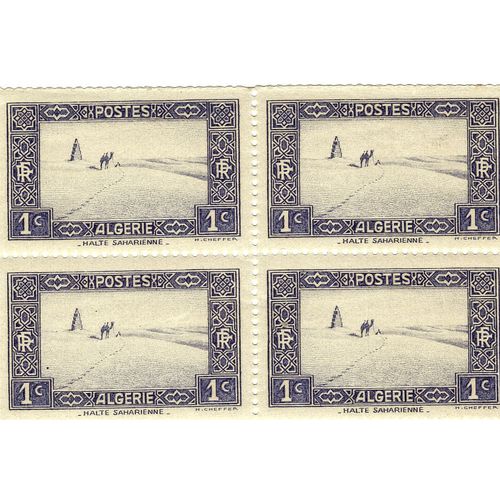 Bloc De 4 Timbres Neufs Algérie Halte Saharienne 1 Centime Outremer 1936-1937 - Ref Yvert-Tellier 101