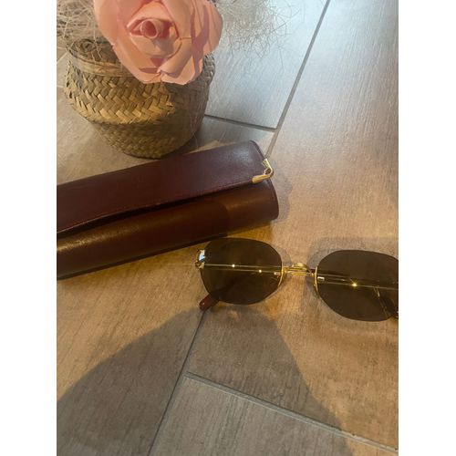Cartier Serrano Rimless Gold 55mm Brown Lens France Sunglasses