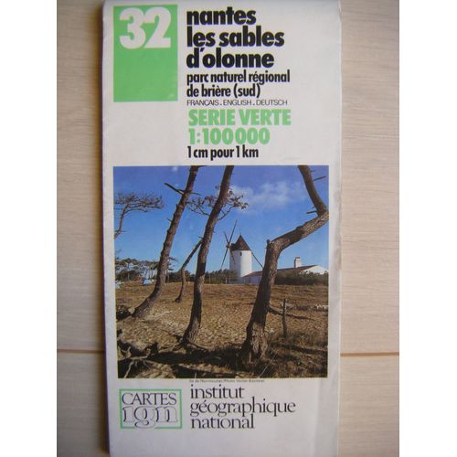 Carte Ign N° 32 - Nantes - Les Sables D'olonne Au 1/100 000eme De 1992