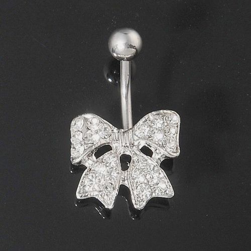 Piercing Nombril Petit Noeud En Strass Neuf