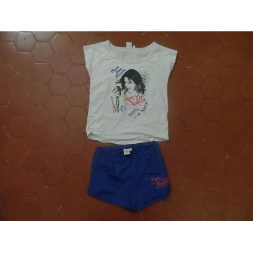 Ensemble Tee-Shirt + Short Jersey Coton Violetta Disney 