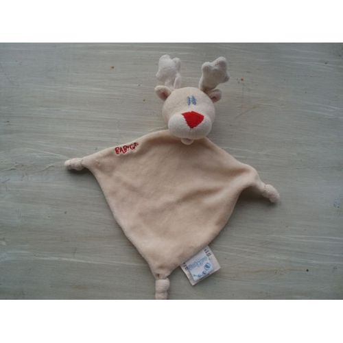 Doudou Babygro Cerf Renne Elan Plat Beige