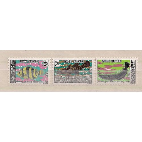Cambodge - Série De 3 Valeurs- Timbres Neufs- Poissons: Datmoides Microlepis/Oxyeleotris Marmoratus/ Ophio N°232/34