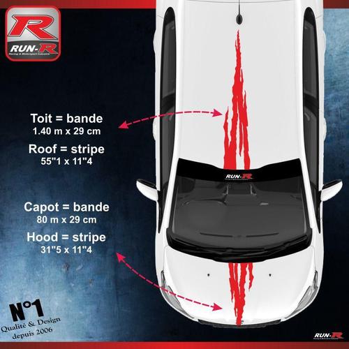 Stickers De Toit Et Capot Pour Peugeot 208 Et 207 - Rouge