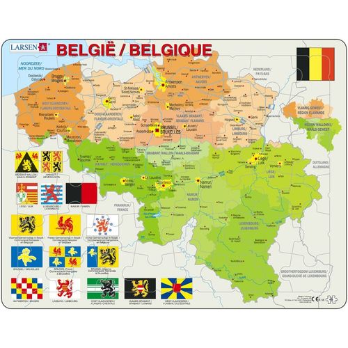 Puzzle 48 Pièces Puzzle Cadre - Carte De La Belgique (En Français Et Flamand)