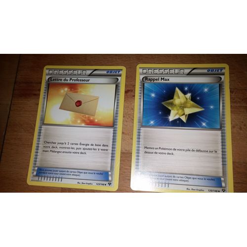 Lot De 2 Cartes Pokemon - Dresseur - Rappel Max - 120/146 + Lettre Du Professeur - 123/146 - Edition Xy -