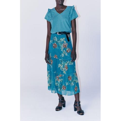 Jupe Longue Taille Haute Turquoise