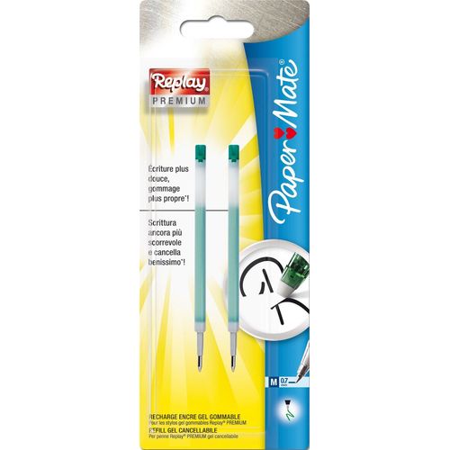 Paper:Mate Blister De 2 Mines De Rechange Pour Roller Replay Premium 0,7 Mm Vert