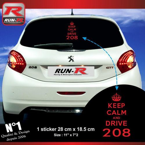 1 Sticker Keep Calm Peugeot 208 - Rouge