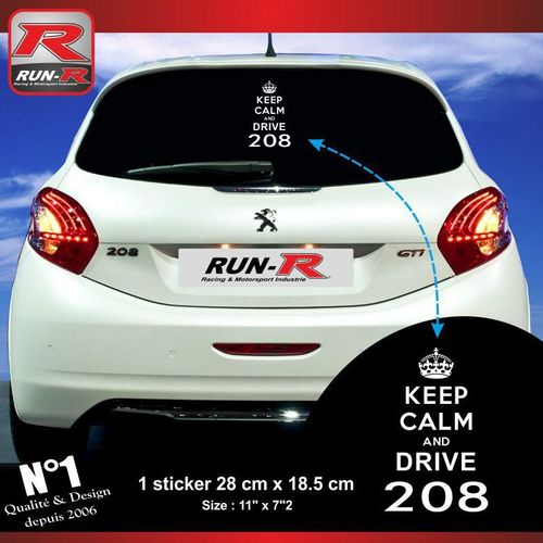 1 Sticker Keep Calm Peugeot 208 - Blanc