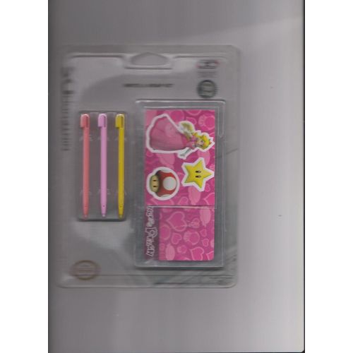 Nintendo Ds Lite Write Et Wrap Kit - Princess Peach Cover + 3 Stylet