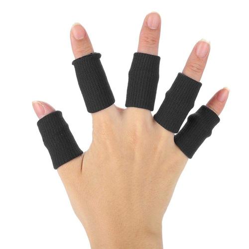 Yagri Finger Sleeves Support 10pcs / Set, Protge-Doigts Protge-Doigts Pour Bandeaux D'arthrite Pour Aide Au Sport, Basketball, Tennis, Baseball, Cricket, Volleyball, Badminton, Navigation(Black)