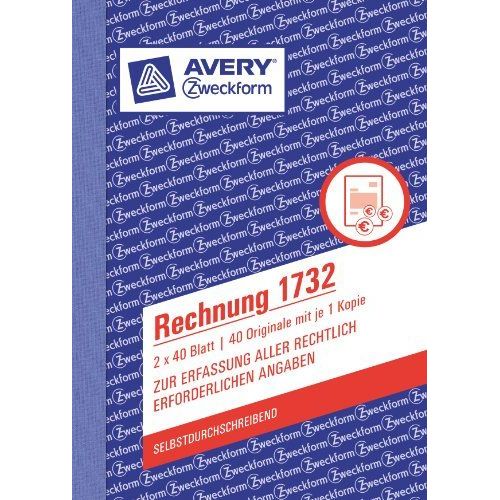 Avery Zweckform Formularbuch "Rechnung", Sd, 2 X 40 Blatt