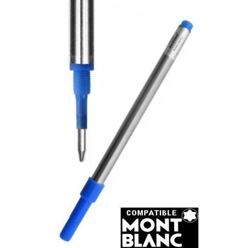 Recharge Rollerball Bleue Medium (M / 0,7 Mm) Compatible Stylo Roller Mont Blanc (Sauf Le Grand)