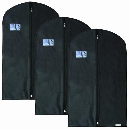 3 Housses vêtements noire, rangement en matériel respirant, costume -100cm Hangerworld
