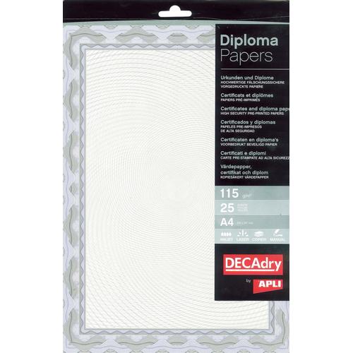 Decadry Lot De 24 Feuilles De Papier Pour Diplome/Certificat Spirale Bleu A4