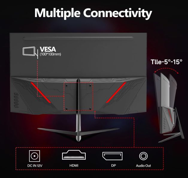 Moniteur de jeu incurv CRUA 27 pouces 200 Hz, moniteur PC F...