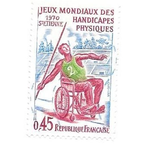 Timbre Oblitéré N°1649,Année 1970.Jeux Mondiaux Des Handicapés Physiques À St-Etienne.