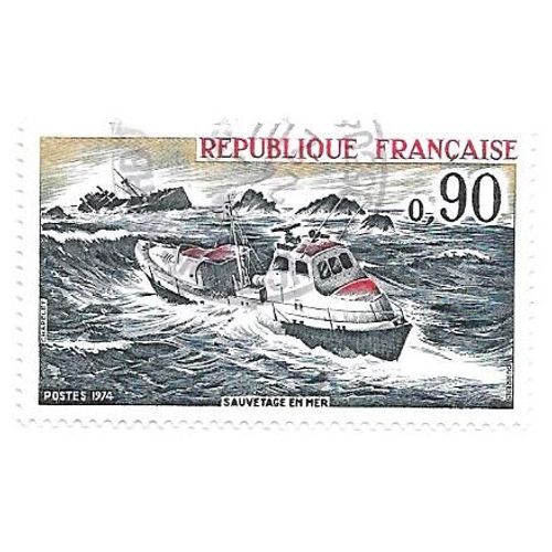 Timbre Oblitéré N°1791,Année 1974.Sauvetage En Mer.