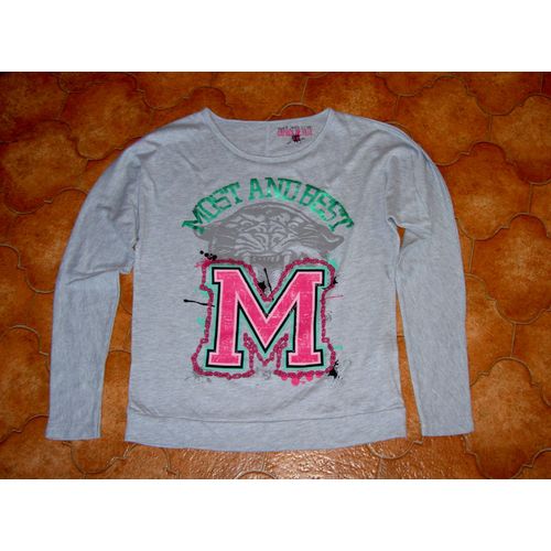 T-Shirt Tee Shirt Manches Longues Gris Motif Tête De Tigre M Most And Best Caprice De Fille Taille 14 Ans