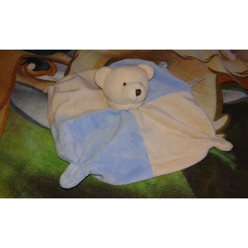 Doudou Plat Ours Bleu Cmp