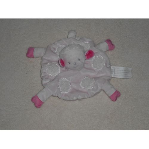 Doudou Plat Mouton Rose Et Nuage Blanc Kimbaloo