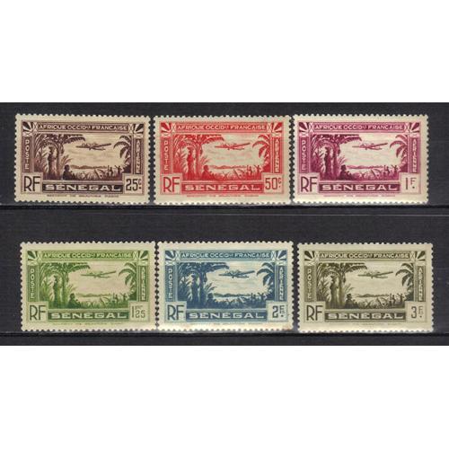 Senegal 1935 : Avion Survolant Une Caravane - Série De 6 Timbres À 8 F. Neufs */** Avec Rf