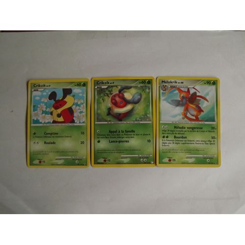 Lot Cartes Pokemon 2 Cartes Crikzik + 1 Evolution Melokrik 