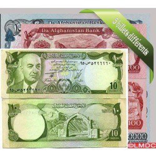 Afghanistan : Bel Ensemble De 5 Billets De Banque De Collection.