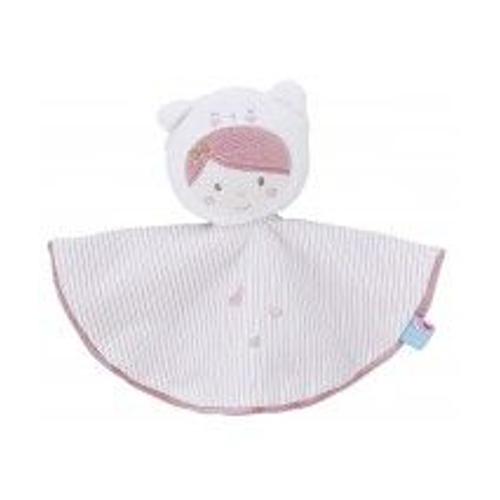 Doudou Poupee Sucre D'orge Rose Coeurs Plat Peluche Bebe Naissance Petite Fille Jouet Eveil Poupon Blanc Vieux Rose Traits Lignes Roses Cadeau Nounours Capuche Bonnet Ours Blanc