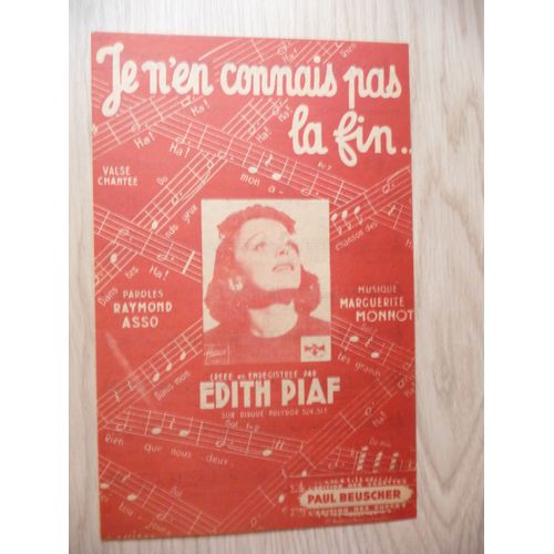 Je N'en Connais Pas La Fin  Edith Piaf