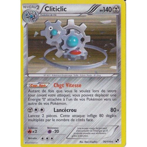 Carte Pokémon Holographique Série B&w Cliticlic 140pv Rare