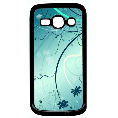 Coque Galaxy Ace 3 - Abstrait Turquoise Fleur - Noir