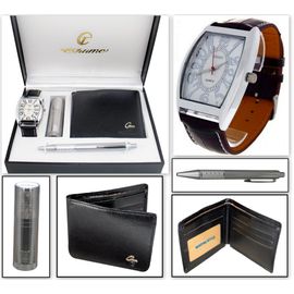 TCEPFS Montre Coffret Cadeau Bo/îte Hommes Portefeuilles Montre Sungalsses Coffret Cadeau Hommes PU Learther Montres Top Marque De Montre /À Quartz Montre pour Homme