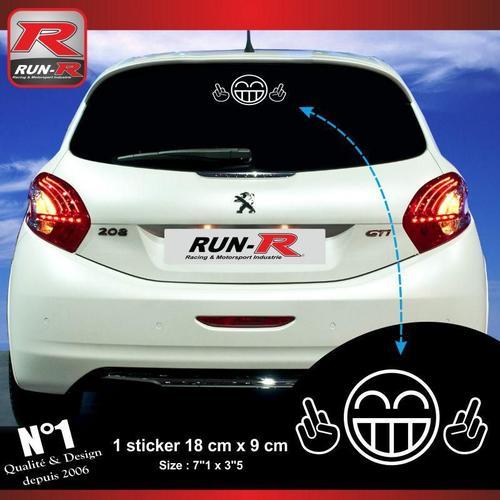 1 Sticker Smiley Fuck  Peugeot 208 - Blanc