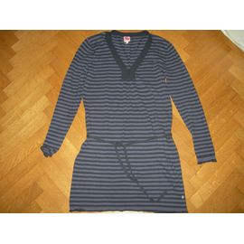 Pull Tunique Dorotennis Rayé Noir Et Violet Taille 42
