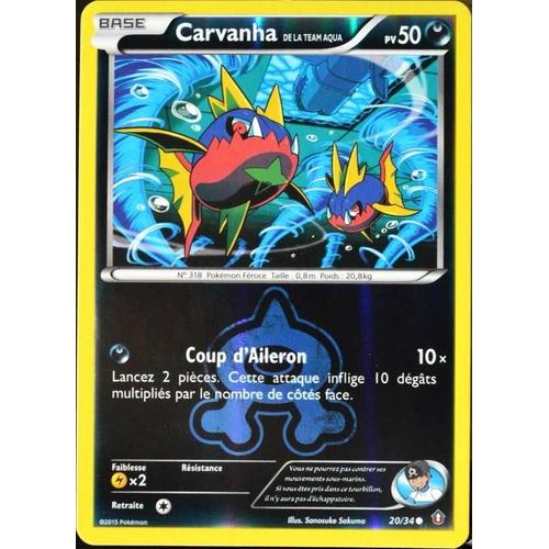 Carte Pokémon 20/34 Carvanha Team Aqua 50 Pv - Reverse Double Danger Neuf Fr