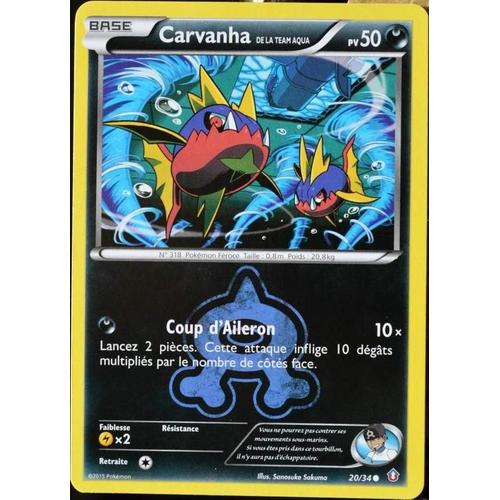 Carte Pokémon 20/34 Carvanha Team Aqua 50 Pv Double Danger Neuf Fr