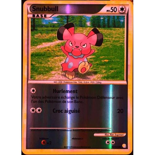 Carte Pokémon 82/123 Snubbull 50 Pv - Reverse Heartgold Soulsilver Neuf Fr