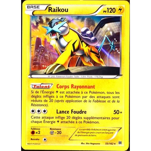 Carte Pokémon 55/162 Raikou 120 Pv - Holo Rare Xy - Impulsion Turbo Neuf Fr