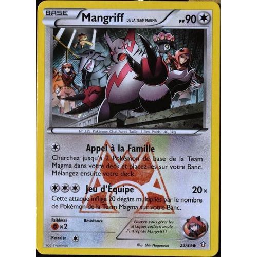 Carte Pokémon 22/34 Mangriff Team Magma 90 Pv Double Danger Neuf Fr