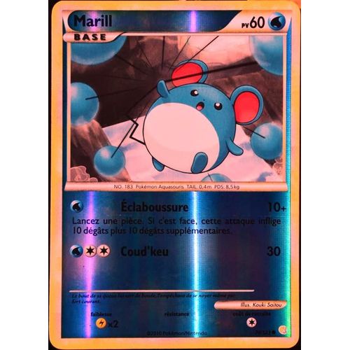 Carte Pokémon 74/123 Marill 60 Pv - Reverse Heartgold Soulsilver Neuf Fr