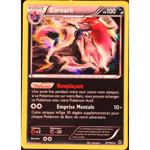 Carte Pokémon 91/162 Zoroark 100 Pv - Holo Rare Xy - Impulsion Turbo Neuf Fr