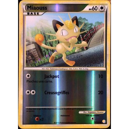 Carte Pokémon 75/123 Miaouss 60 Pv - Reverse Heartgold Soulsilver Neuf Fr