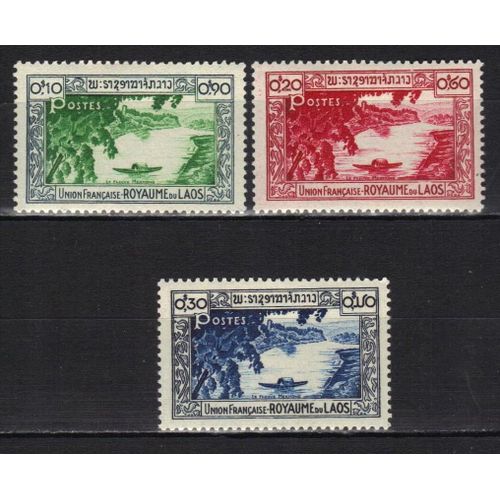 Laos Royaume Union Francaise 1951 : Le Mékong - Série Entière De 3 Timbres Neufs *