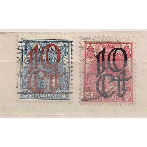 Pays-Bas -2 Timbres Oblitérés Avec Surcharge 10ct- N°114 Et 115