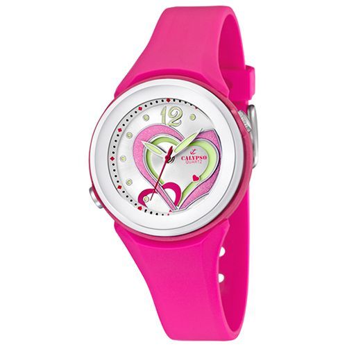 Calypso Montre Femme Fashion Analogique Quartz Bracelet Pu Rose Vif Montre ? La Mode Coeur Uk5576/5