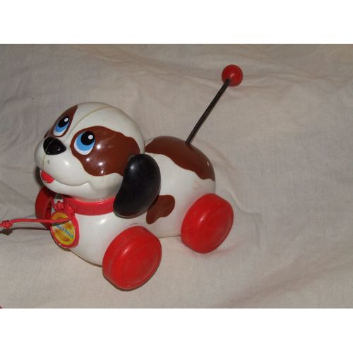Chien A Tirer Fisher Price De 1993 Marron Blanc Rouge
