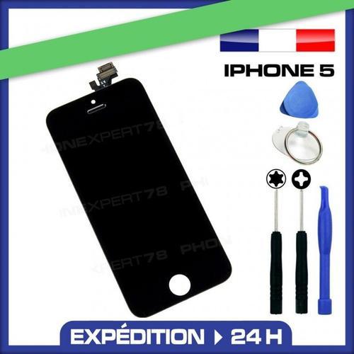 Vitre Tactile + Écran Lcd Sur Chassis Pour Iphone 5 Noir + Outils